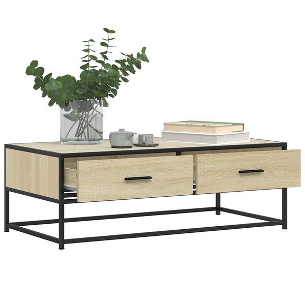 vidaXL Coffee Table Sonoma Oak 100x50x35 cm Engineered Wood and Metal