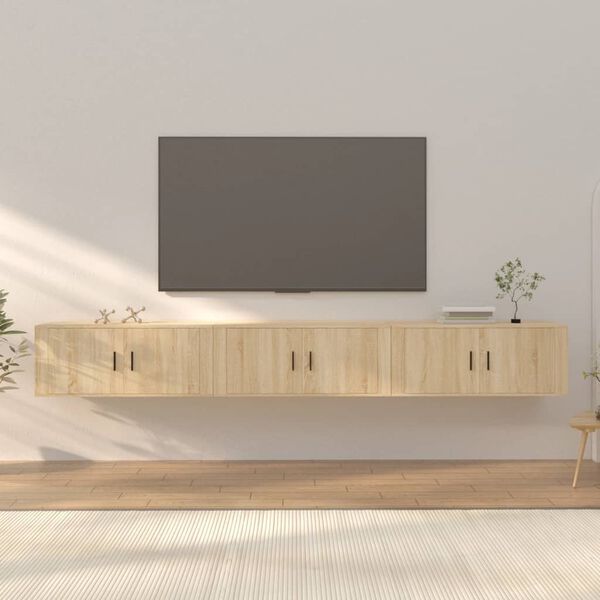 vidaXL Wall-mounted TV Cabinets 3 pcs Sonoma Oak 100x34.5x40 cm