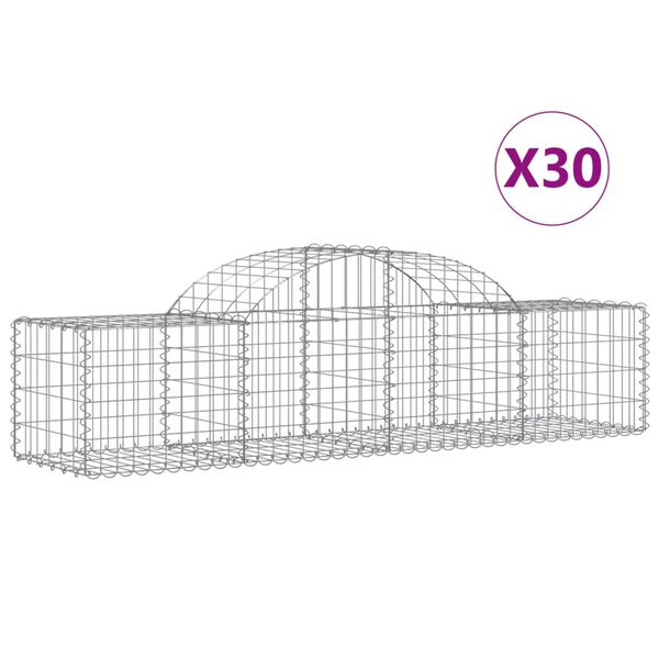 vidaXL Arched Gabion Baskets 30 pcs 200x50x40/60 cm Galvanised Iron