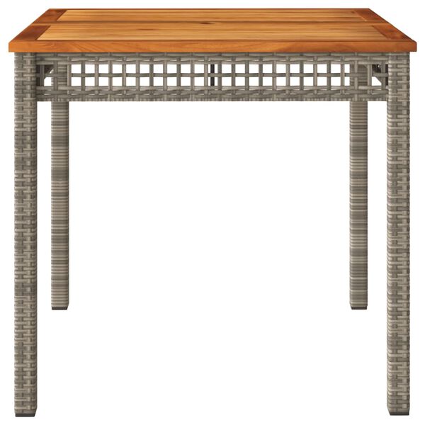 vidaXL Garden Table Grey 80x80x74 cm Poly Rattan Acacia Wood