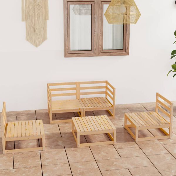 vidaXL 5 Piece Garden Lounge Set Solid Wood Pine