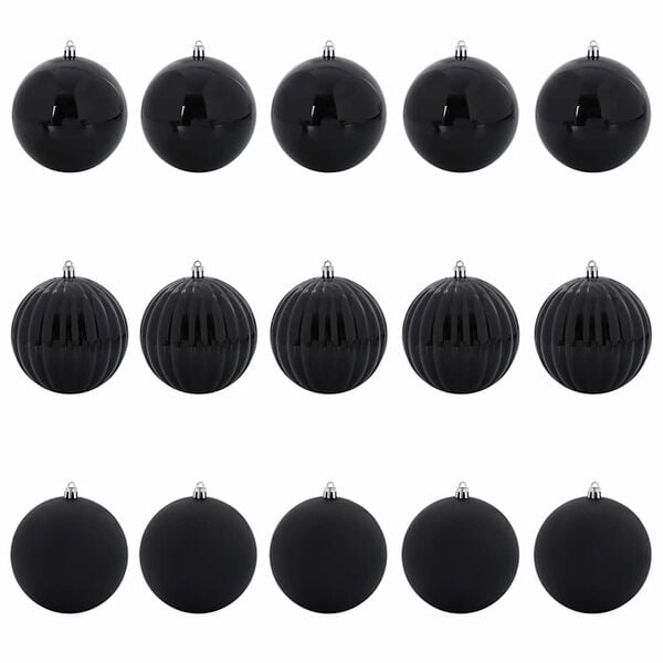 vidaXL Christmas Bauble Set 15 pcs Black Plastic