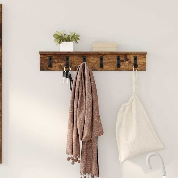 vidaXL Wall-Mounted Coat Rack Smoked Oak 60 x 10.5 x 10.5 cm