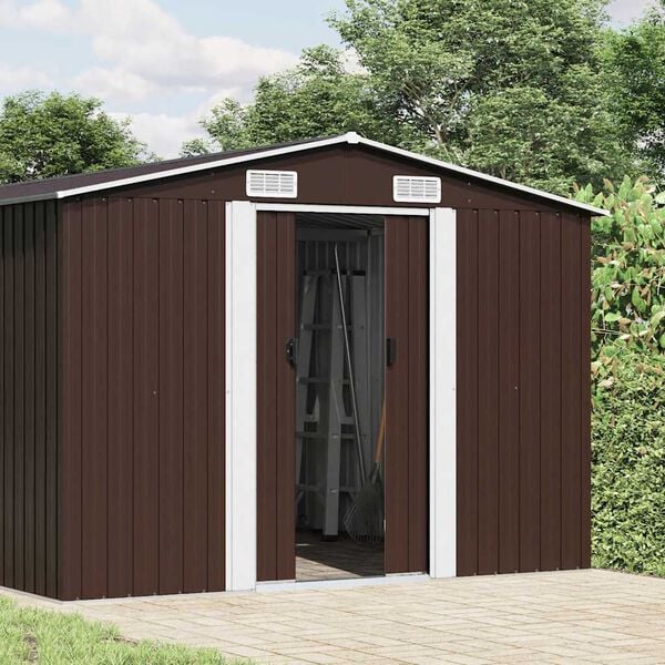vidaXL Garden Shed Brown 257x990x181 cm Galvanised steel
