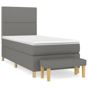 vidaXL Box Spring Bed with Mattress Dark Grey 90x190 cm Fabric