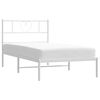 vidaXL Metal Bed Frame without Mattress with Headboard White 75x190cm