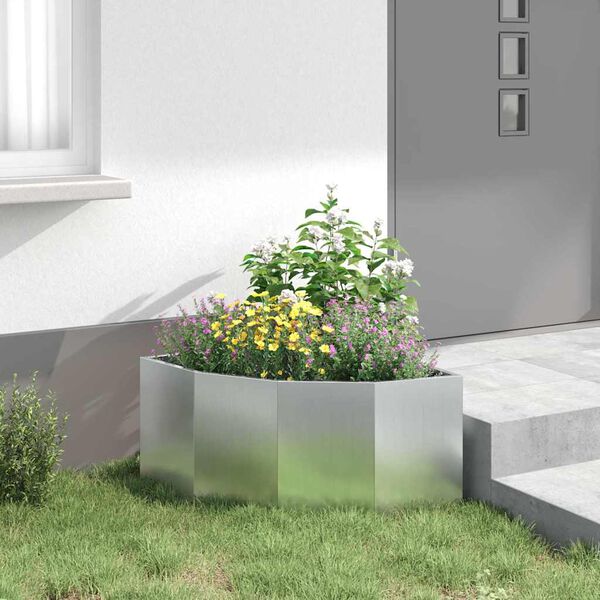 vidaXL Corner Planter Silver 60 x 60 x 35 cm Galvanised steel