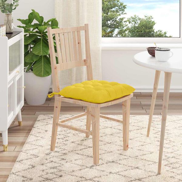 vidaXL Seat Cushions 2 pcs Light Yellow 40 x 40 x 6 cm Fabric