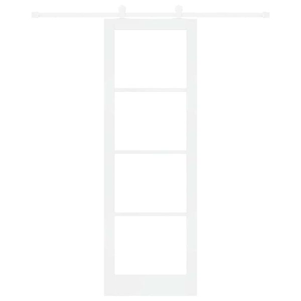 vidaXL Sliding Door ORKDAL White 78 x 232 cm Solid Pine Wood and Glass