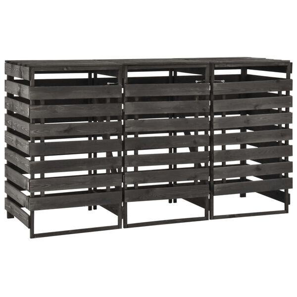 vidaXL Triple Wheelie Bin Shed 210x75x121 cm Painted Solid Pinewood