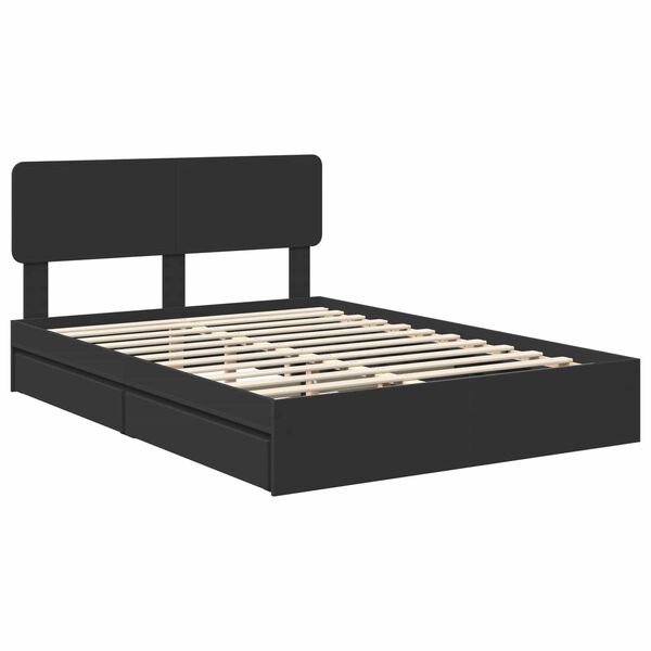 vidaXL Storage Bed with Headboard Black 140 x 190 cm Engineered Wood