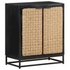 vidaXL Sideboard | Black, Natural Jute | Solid Mango Wood, Iron, Jute