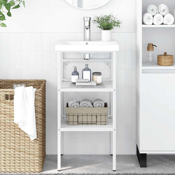 vidaXL Bathroom Washbasin Frame White 40x38x83 cm Iron