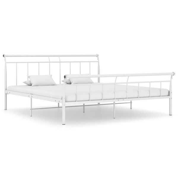vidaXL Bed Frame without Mattress White Metal 160x200 cm