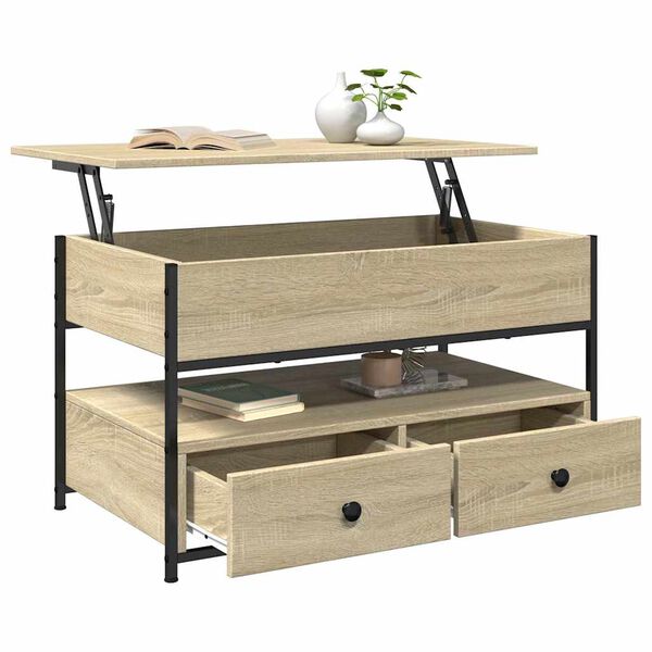 vidaXL Coffee Table Sonoma Oak 85x50x50 cm Engineered Wood and Metal