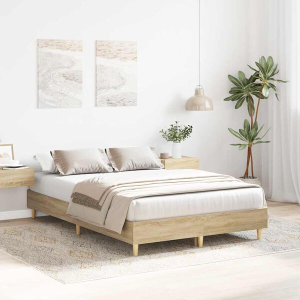 vidaXL Bed Frame No Mattress Sonoma Oak 120x190 cm Small Double Engineered Wood
