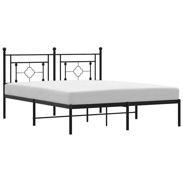 vidaXL Metal Bed Frame without Mattress with Headboard Black 150x200cm
