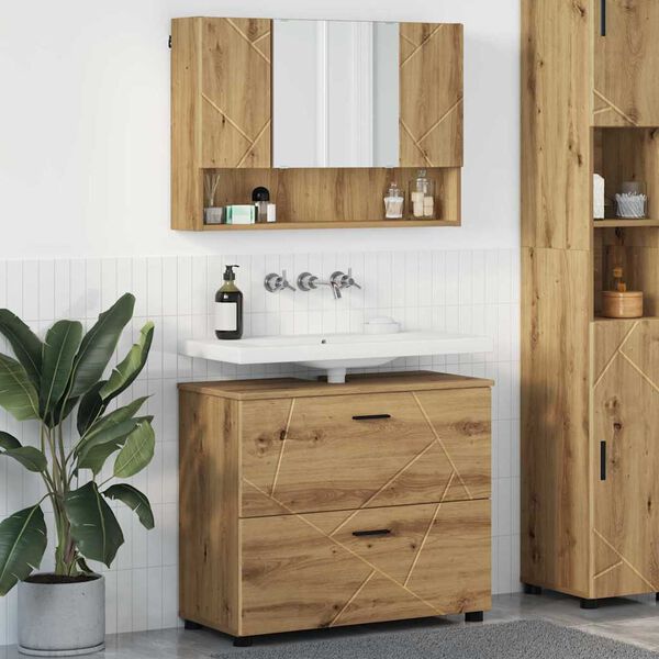 vidaXL Bathroom Furniture Set with Drawer with Shelf 2 pcs Artisan Oak