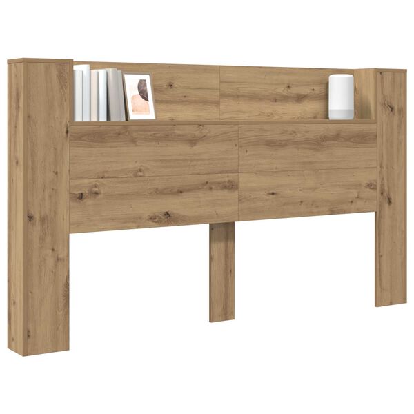 vidaXL Headboard Cabinet with LED Artisian Oak 180 x 16.5 x 103.5 cm