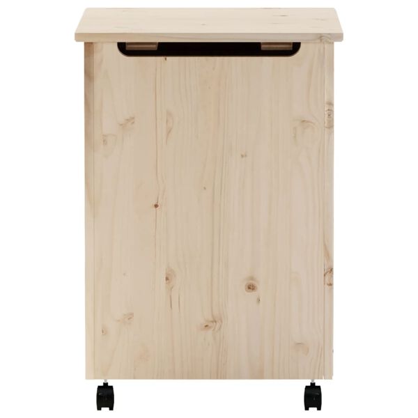 vidaXL Laundry Basket with Wheels RANA 45x45x64 cm Solid Wood Pine