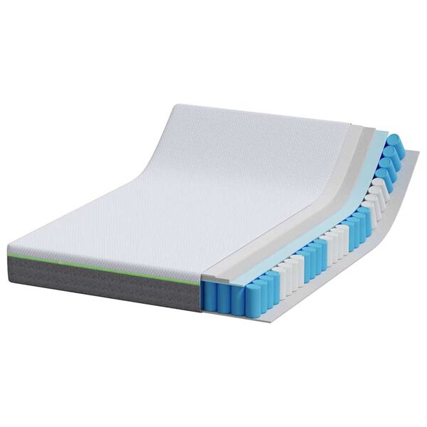 vidaXL Mattress White and Grey 140 x 200 cm Pocket Spring
