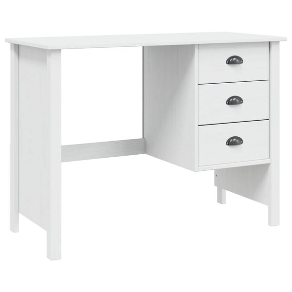 vidaXL Desk with Drawers Hill White 100 x 45 x 74 cm Solid Pine Wood