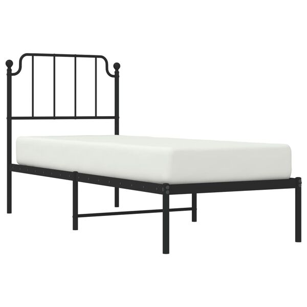 vidaXL Metal Bed Frame without Mattress with Headboard Black 80x200cm