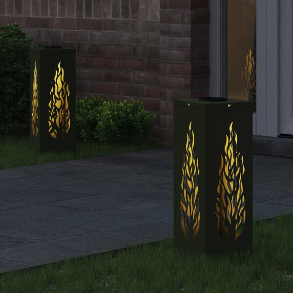 vidaXL Solar LED Pathway Light 2 pcs Olive Green Cold Rolled Steel