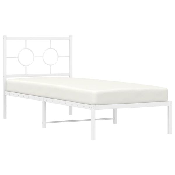 vidaXL Metal Bed Frame without Mattress with Headboard White 80x200cm