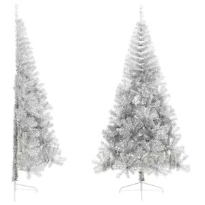 vidaXL Christmas Tree | Silver | PET, steel | 240 cm tall | Decorative Inlays
