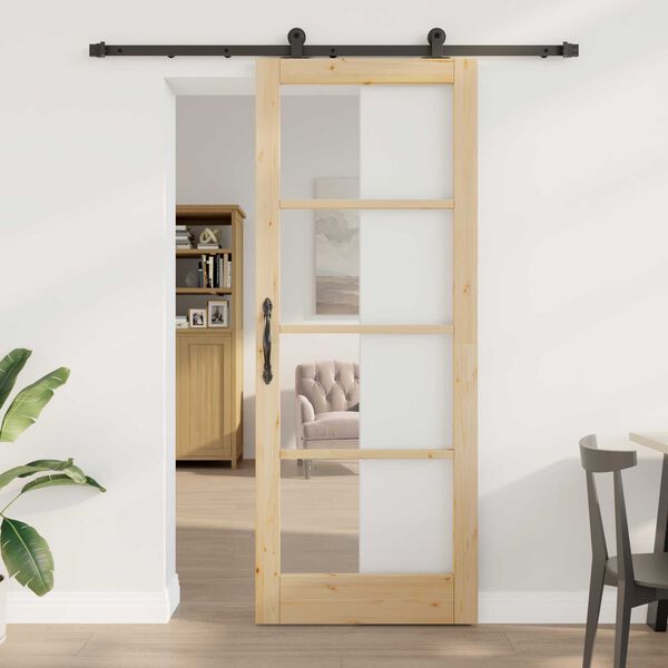 vidaXL Sliding Door ORKDAL Natural and Black 83 x 211 cm