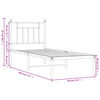 vidaXL Metal Bed Frame without Mattress with Headboard White 75x190cm