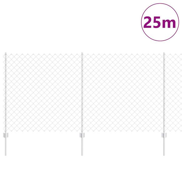 vidaXL Fence with Post Silver 1.2 x 25 m Steel