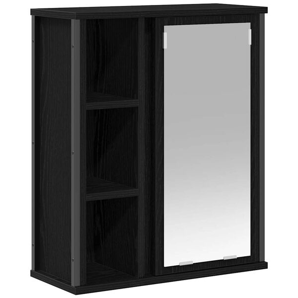 vidaXL Bathroom Wall Cabinet with Mirror Black Oak 50x21x60 cm