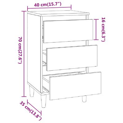 vidaXL Bedside Cabinet Smoked Oak 40x35x70 cm Engineered Wood