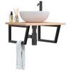 vidaXL Basin Shelf Wall Mounted Steel and Solid Wood Beech