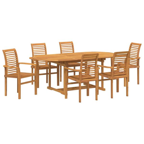 vidaXL Garden Dining Set 7 pcs Brown Solid Teak Wood