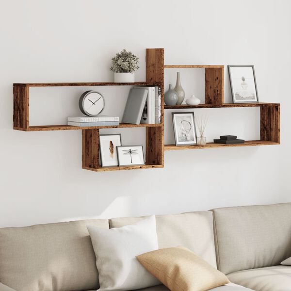 vidaXL Wall Shelf Old Wood 167.5x18x68 cm Engineered Wood