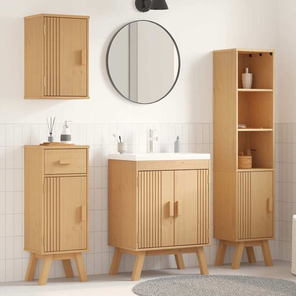 vidaXL Bathroom Furniture Set with Drawer 4 pcs Brown Solid Pine wood