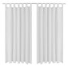 2 pcs White Micro-Satin Curtains with Loops 140 x 175 cm