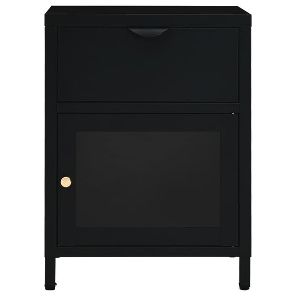 vidaXL Nightstand Black 40x30x54.5 cm Steel and Glass