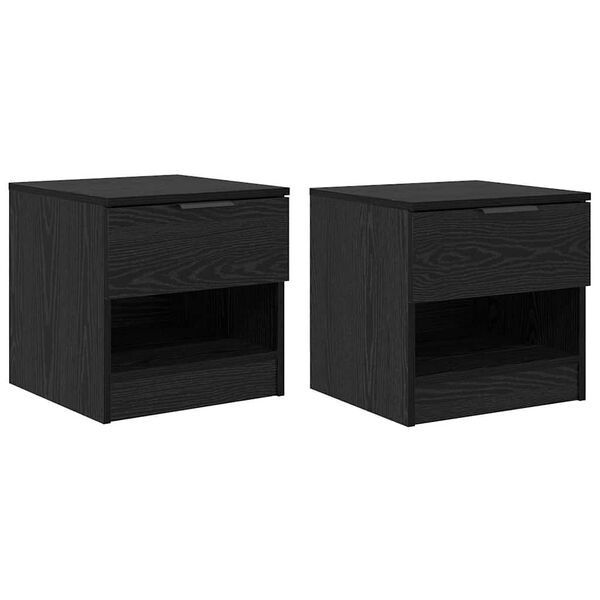 vidaXL Bed Cabinet 2 pcs Black Oak 40 x 39 x 40cm Engineered Wood