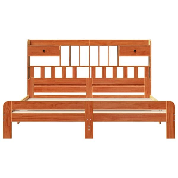 vidaXL Bookcase Bed without Mattress Wax Brown 150x200 cm King Size Solid Wood Pine