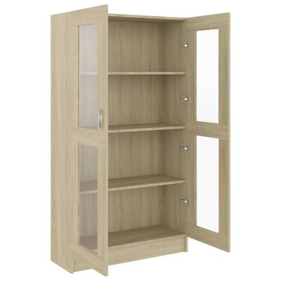 vidaXL Vitrine Cabinet Sonoma Oak 82.5x30.5x150 cm Engineered Wood