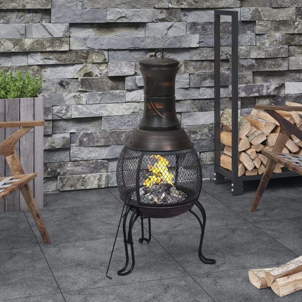 vidaXL Garden Stove with Poker 39x39x90 cm Steel
