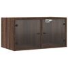 vidaXL Wall Cabinets with Glass Doors 2 pcs Brown Oak 68.5x37x35 cm