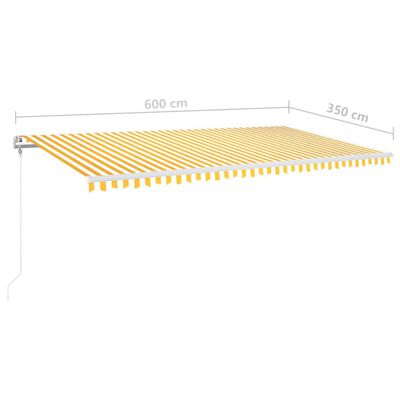 vidaXL Automatic Awning with LED&Wind Sensor 600x350 cm Yellow/White
