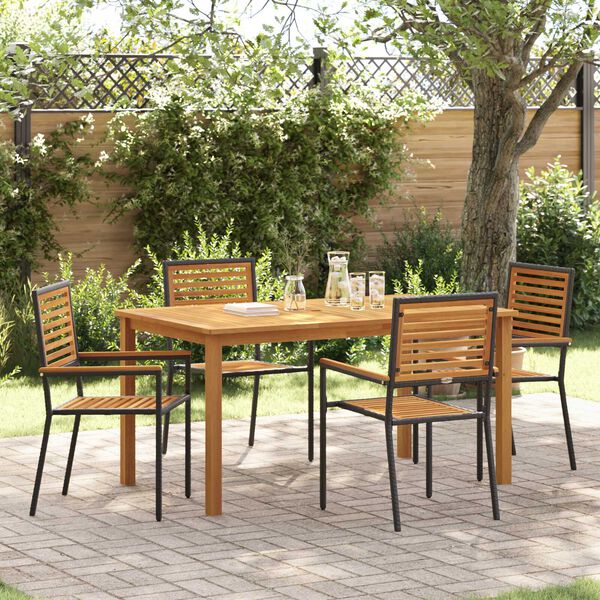 vidaXL Garden Dining Set 5 pcs Black Solid Acacia Wood