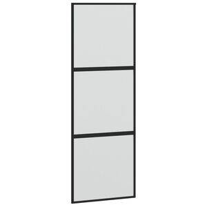 vidaXL Sliding Door Black 76x205 cm Tempered Glass and Aluminium