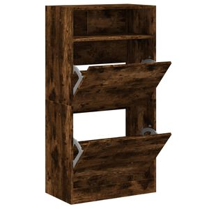 vidaXL Shoe Cabinet Smoked Oak 60x34x116 Engineered Wood
